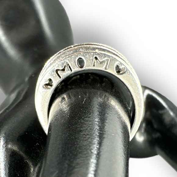 Diamond Ring Double Cluster Sterling Silver Statement "Mom" Carved Open Heart 7 - Picture 3 of 12